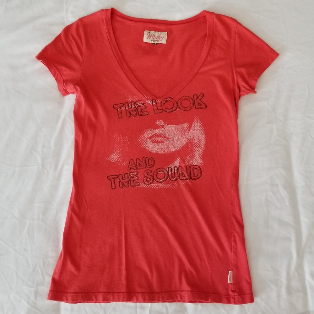 Minky Red V-Neck Graphic Tee